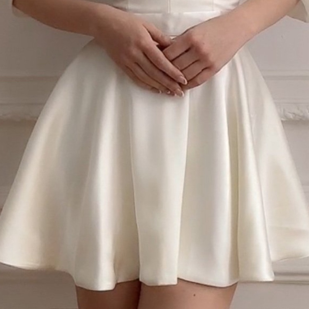 Kenzie Kay White/Cream Silk Mademoiselle Skirt